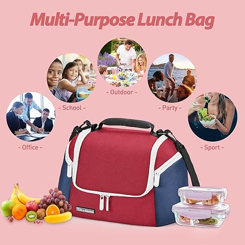 Miniatura 5 de Tirrinia Lunch bag for Women Men, Insulated preppy lunch box, Durable cooler bag with adjust strap for work office picnic
