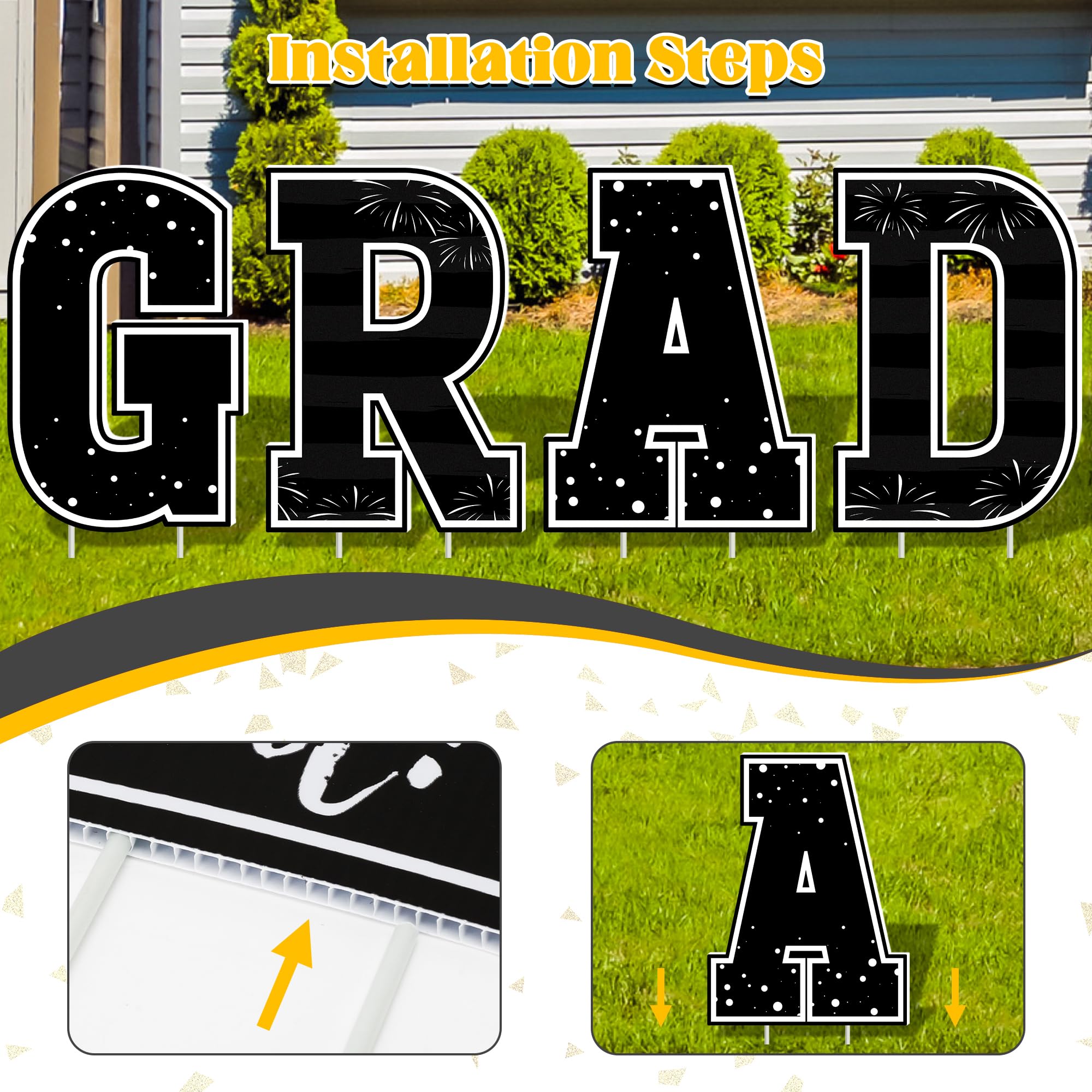 Snapklik.com : Graduation Yard Signs, Black White Graduation Class Of ...