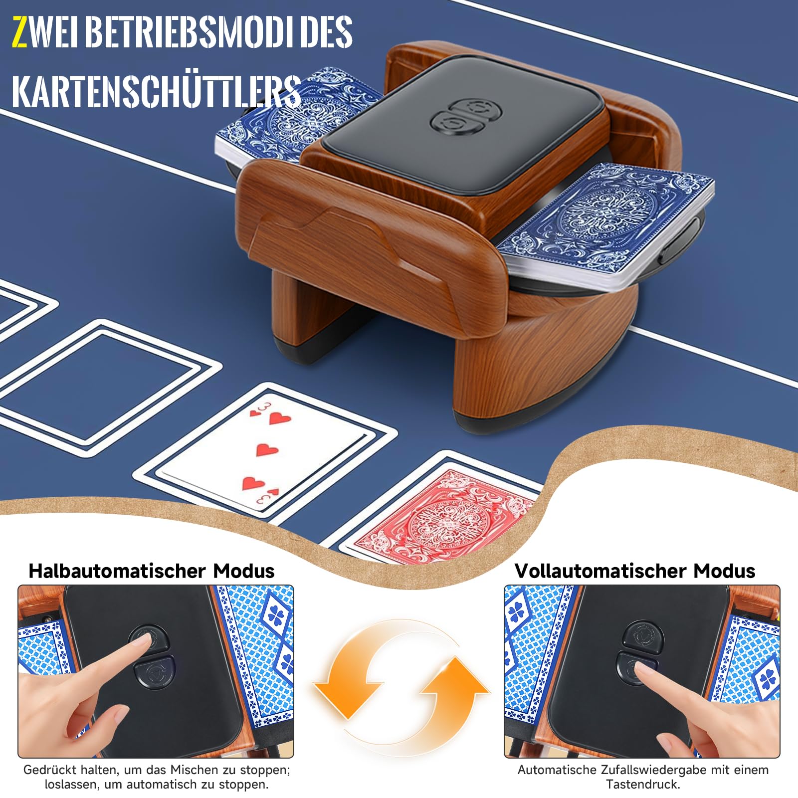 Mélangeur de cartes électrique, silencieux, pour 2 jeux de cartes, rechargeable, 2000 mAh, mixeur de cartes pour UNO, poker, Texas Hold Em, Blackjack