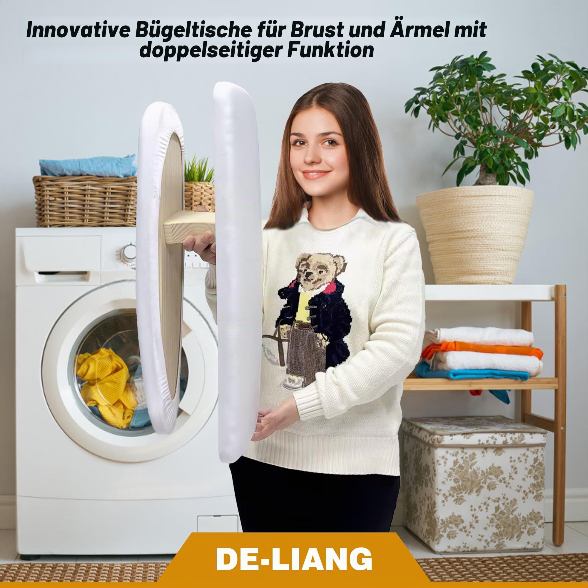 Schneider Ärmel Bügelbrett Groß Lange, Langes Ärmelbügelbrett mit Baumwollbezug und Holzfuß, Beidseitig Verwendbar Heim-Ironing Board für Ärmel, Brust, Hosen, Hemden und den Brustbereich