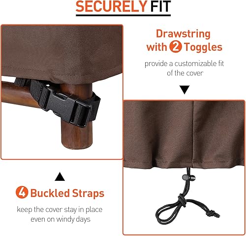 Miniatura 6 de Arcedo Juego de muebles de patio, cubierta impermeable para mesa y silla al aire libre, cubierta rectangular resistente para mesa de comedor de