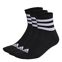 adidas Unisex – Adulto 3-Stripes Cushioned Sportswear Mid-Cut Socks 3 Pairs, Black , White, 10.5-12.5
