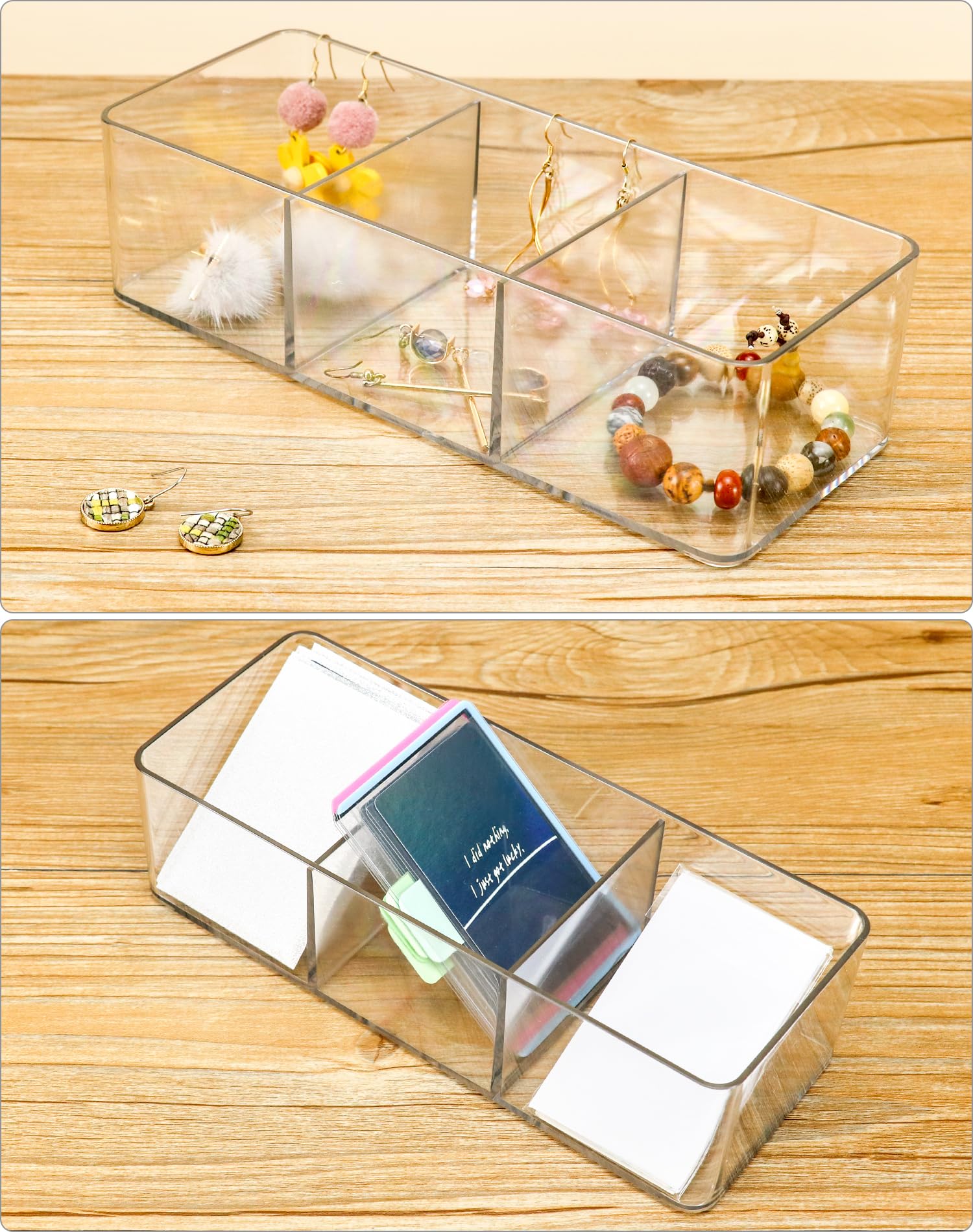 Qivine Porta Tisane in Acrilico, Porta Bustine Zucchero con 12 Scomparti e Maniglie, Trasparente Contenitore Scatola per Bustine di Tè, Spezie, Caffè, Cucina, Contiene Fino 216 Tisane