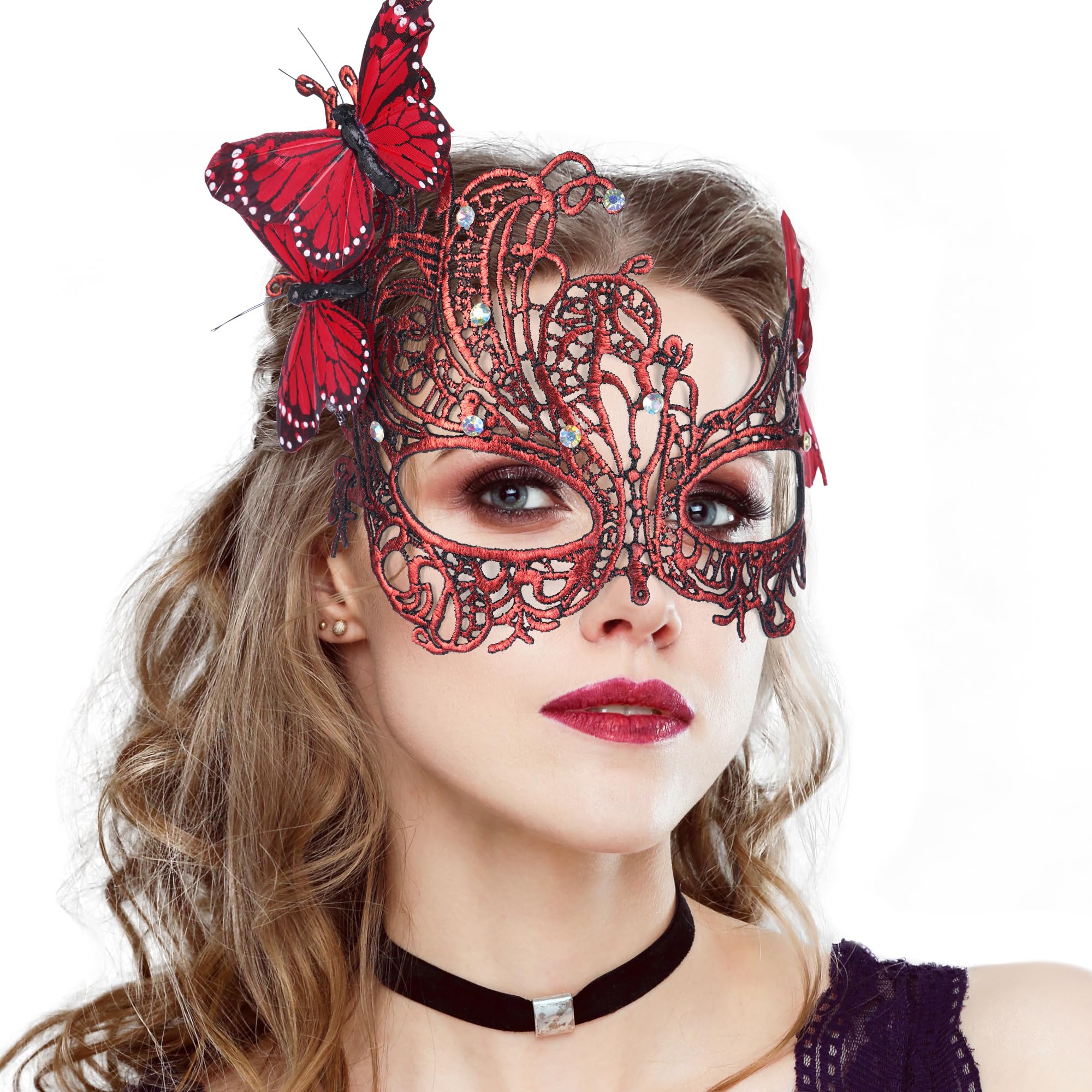 ETOFETE Halloween Butterfly Masquerade Masks for Adult Women Lace Half Face Mask Fancy Dress Cosplay Proms Carnival Accessory Costume - Image 2