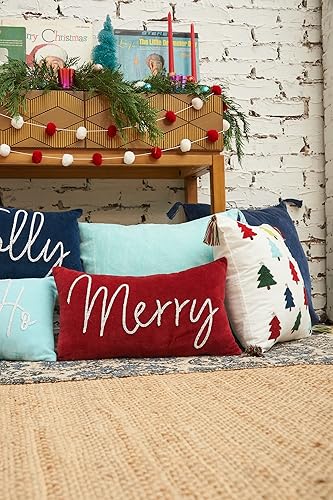 Miniatura 7 de carol & frank Merry Red Velvet - Almohada de Navidad con cuentas de 12 x 20 pulgadas, color rojo