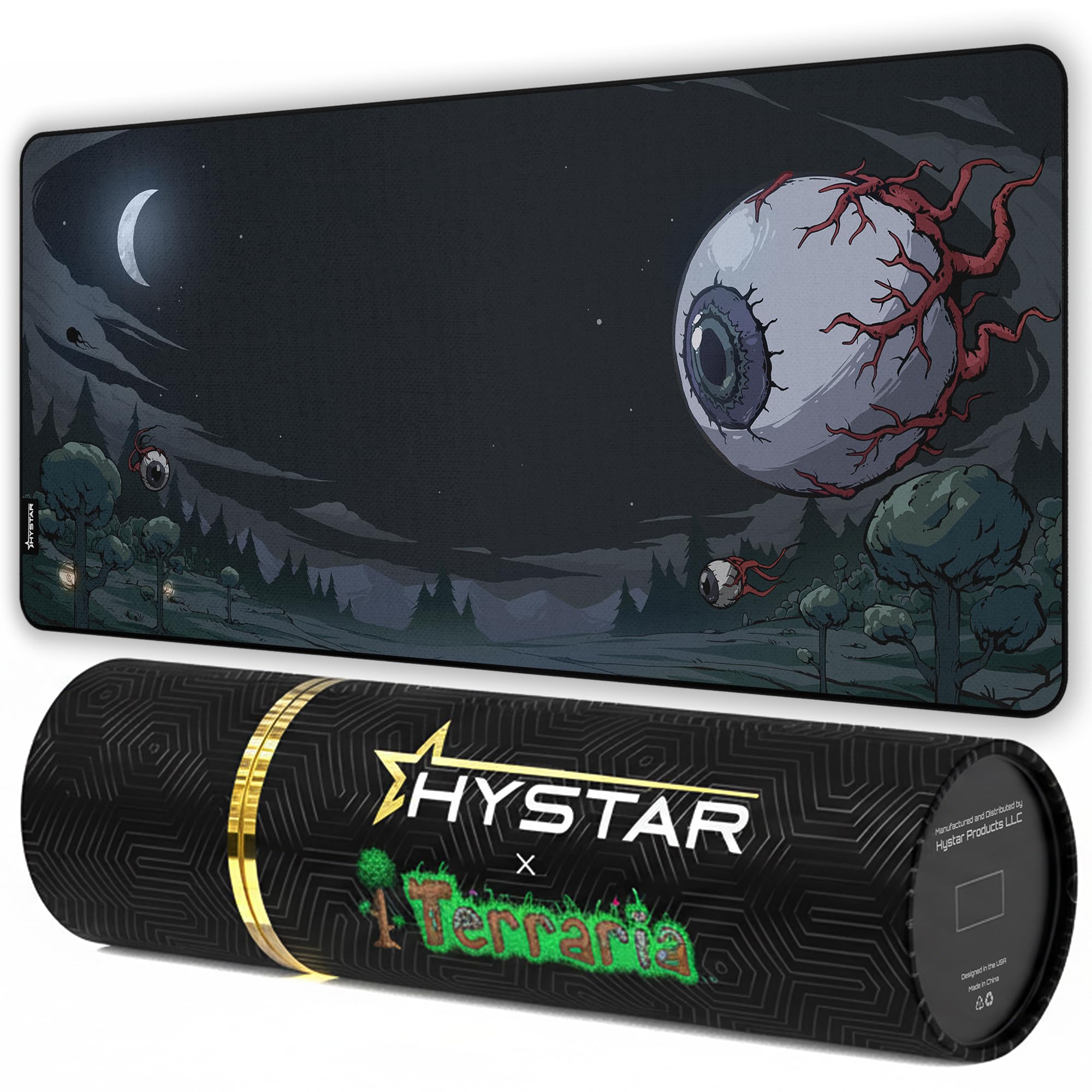 Hystar Terraria erweitertes Gaming-Mauspad, 5 mm dick, wasserdichte Oberfläche, glattes Polyestergewebe und Unterseite aus Naturkautschuk (91,4 x 40,6 cm)