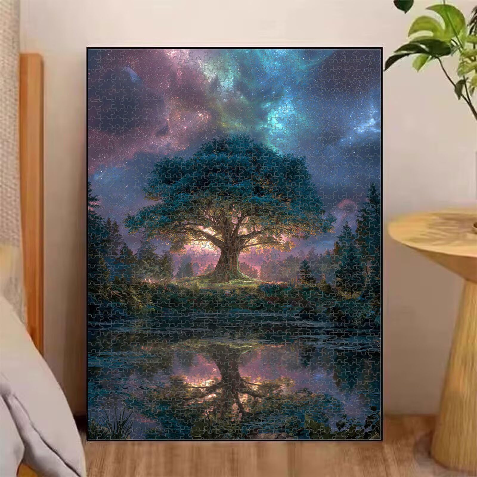 Puzzle 5000 elementów, drzewo i gwiaździste niebo trwałe drewniane puzzle 1T#1720
