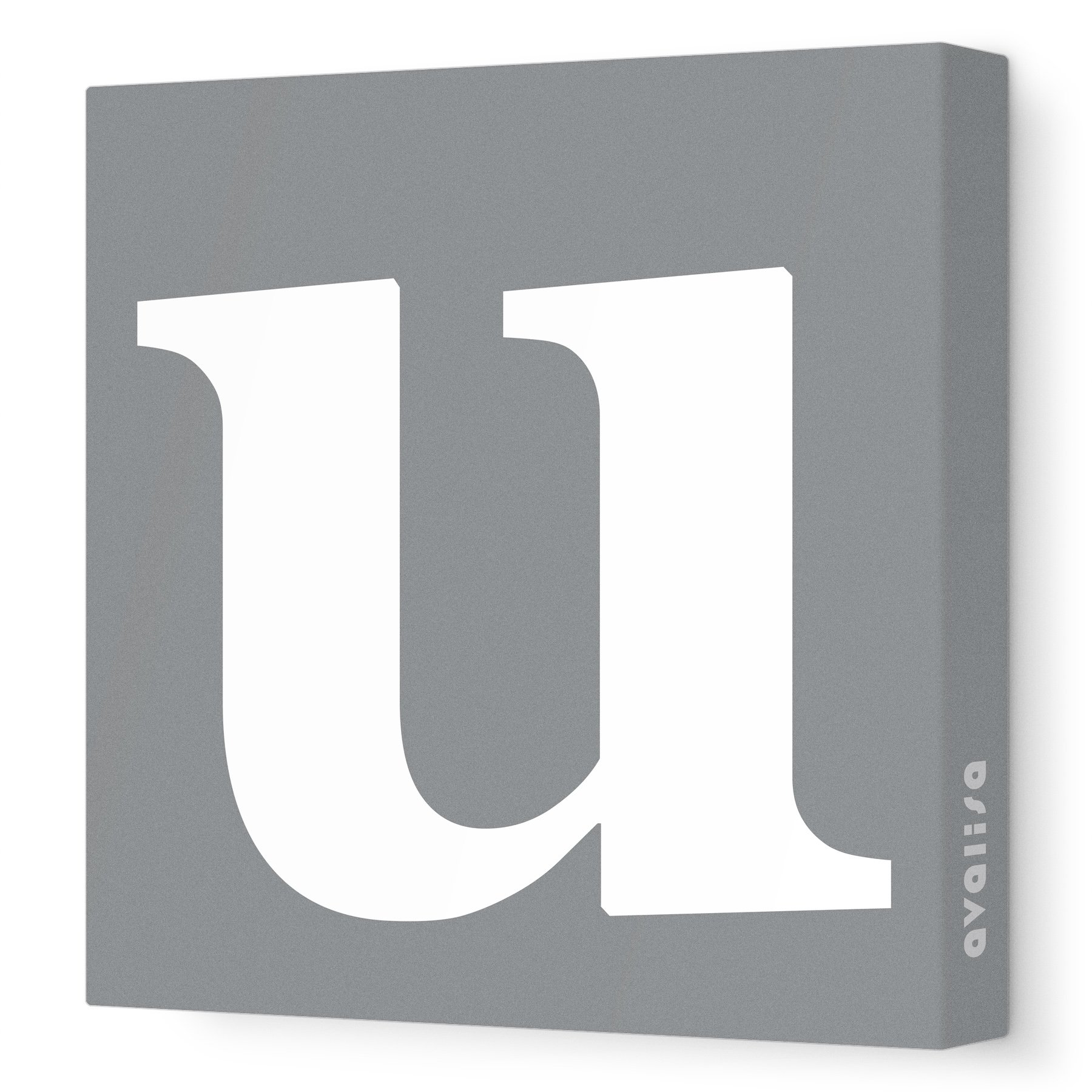 Avalisa Stretched Canvas Lower Letter U Nursery Wall Art, Grey, 18" x 18"