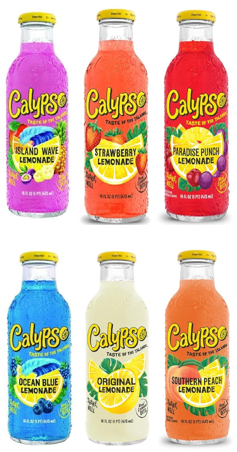 Calypso Flavor Fiesta Lemonades Strawberry, Ocean Blue, Paradise Punch, Southern