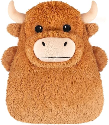Highland Cow Almohadillas térmicas para microondas para vientre, cuello y hombros, felpa calentable con calor húmedo, funda de felpa extraíble,