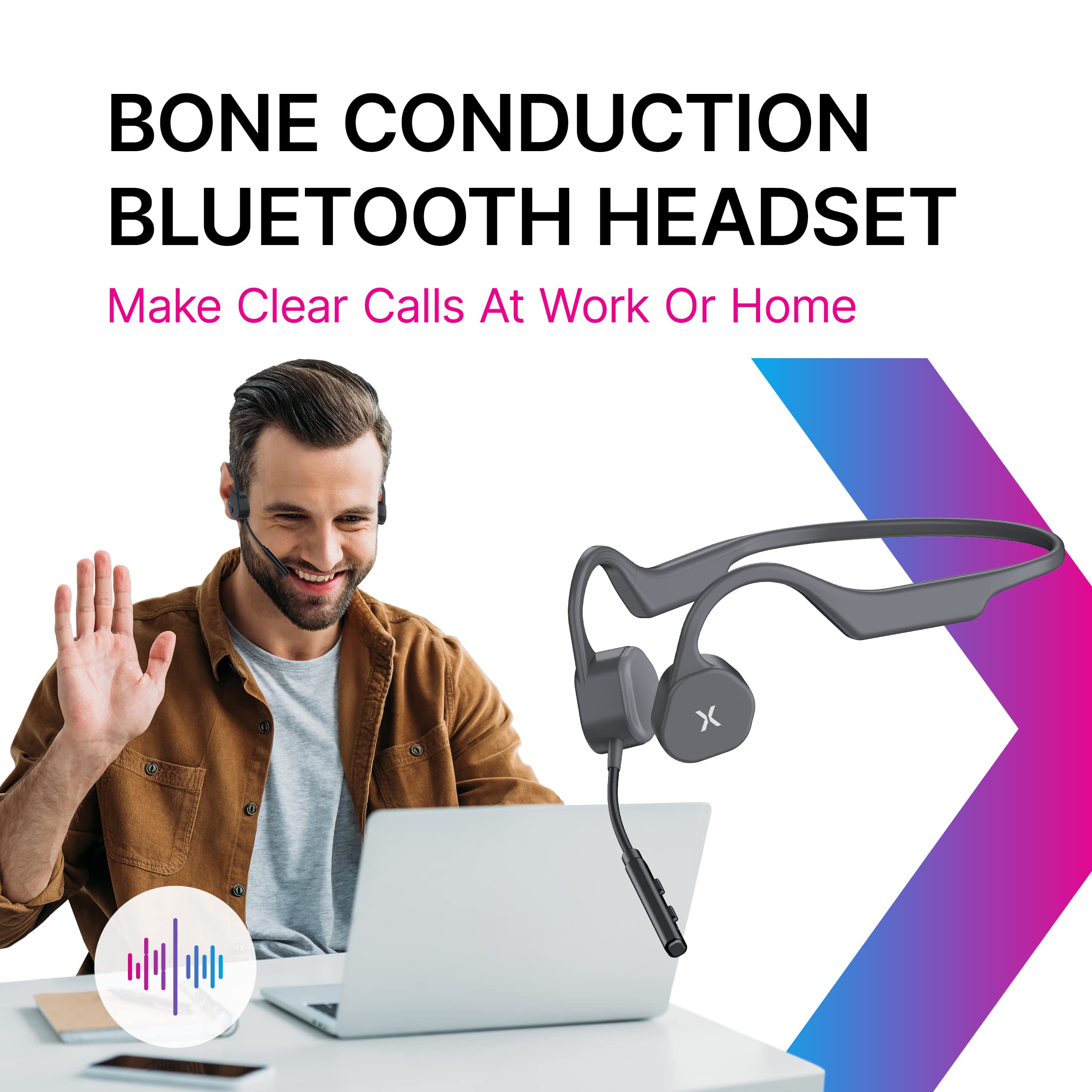 Visixa® Bone Conduction Headphones with Mic - Bone Conduction Headset - Bone Conduction Headphones with Microphone Bluetooth Wireless Headset