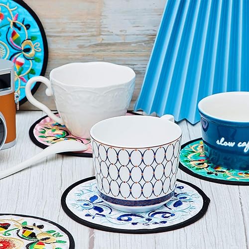 Miniatura 10 de Boao 48 posavasos de tela absorbentes para bebidas, 5.12 pulgadas, posavasos de tela bohemios indios, artículos de regalo multicolor, posavasos de