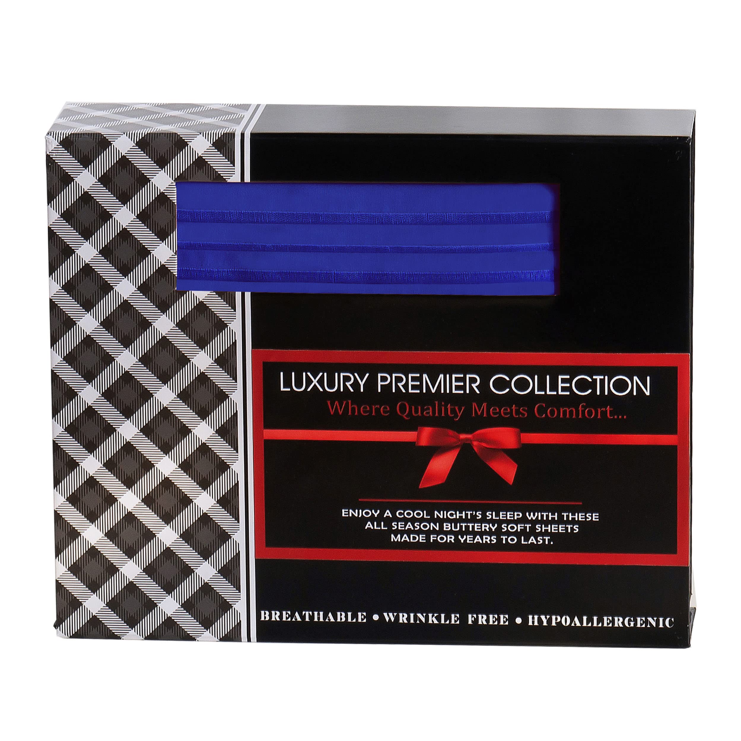 Elegant Comfort Luxurious 1500 Thread Count Egyptian Quality Microfiber Gift Box 4-Piece Bedding Sheet Set, Breathable, Soft Premium Hotel Quality, Deep Pocket and Easy Fit, Cali King, Royal Blue