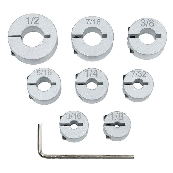 Professional Stop Collar Set - Drill Bit Depth Stop - 8 Piece Kit (1/2â€
