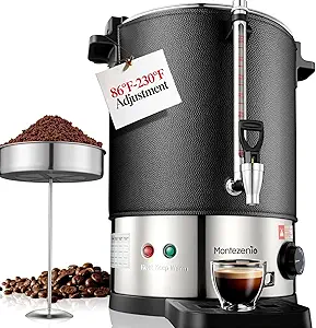 100 Cup Commercial Coffee Urn with Temp Control, 1500W Extra Large Coffee Maker Double Insulated 304 Stainless Steel Coffee Dispenser Hot Water Urn with for Home Party Office Catering, 15L/4 Gallon