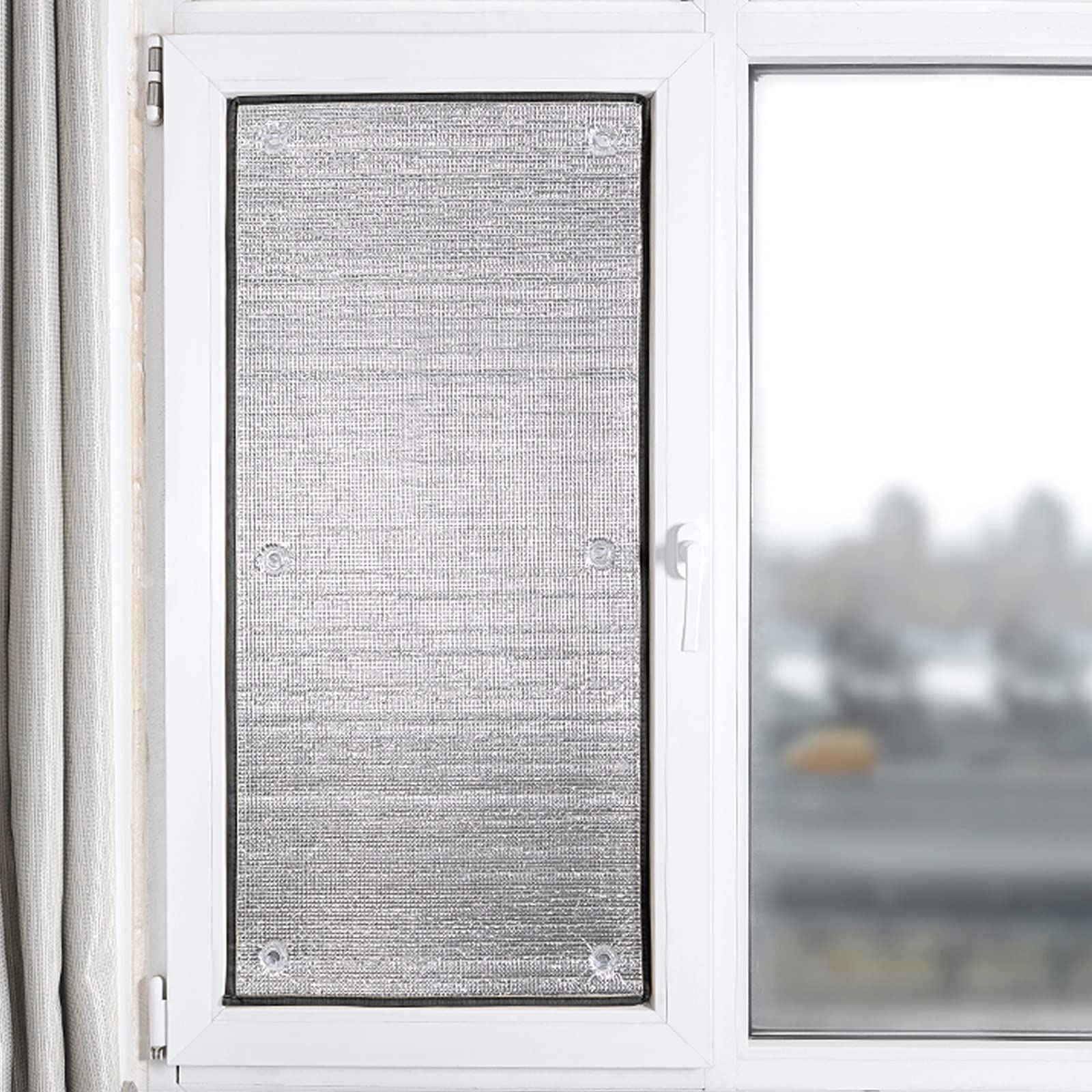 Pellicola per Vetri Finestre Riflettente Non Adesiva,Pellicola Privacy Oscurante per Camera da Letto,Pellicola Isolante in Alluminio Controllo del Calore Impermeabile (120x250cm/47''x98'')