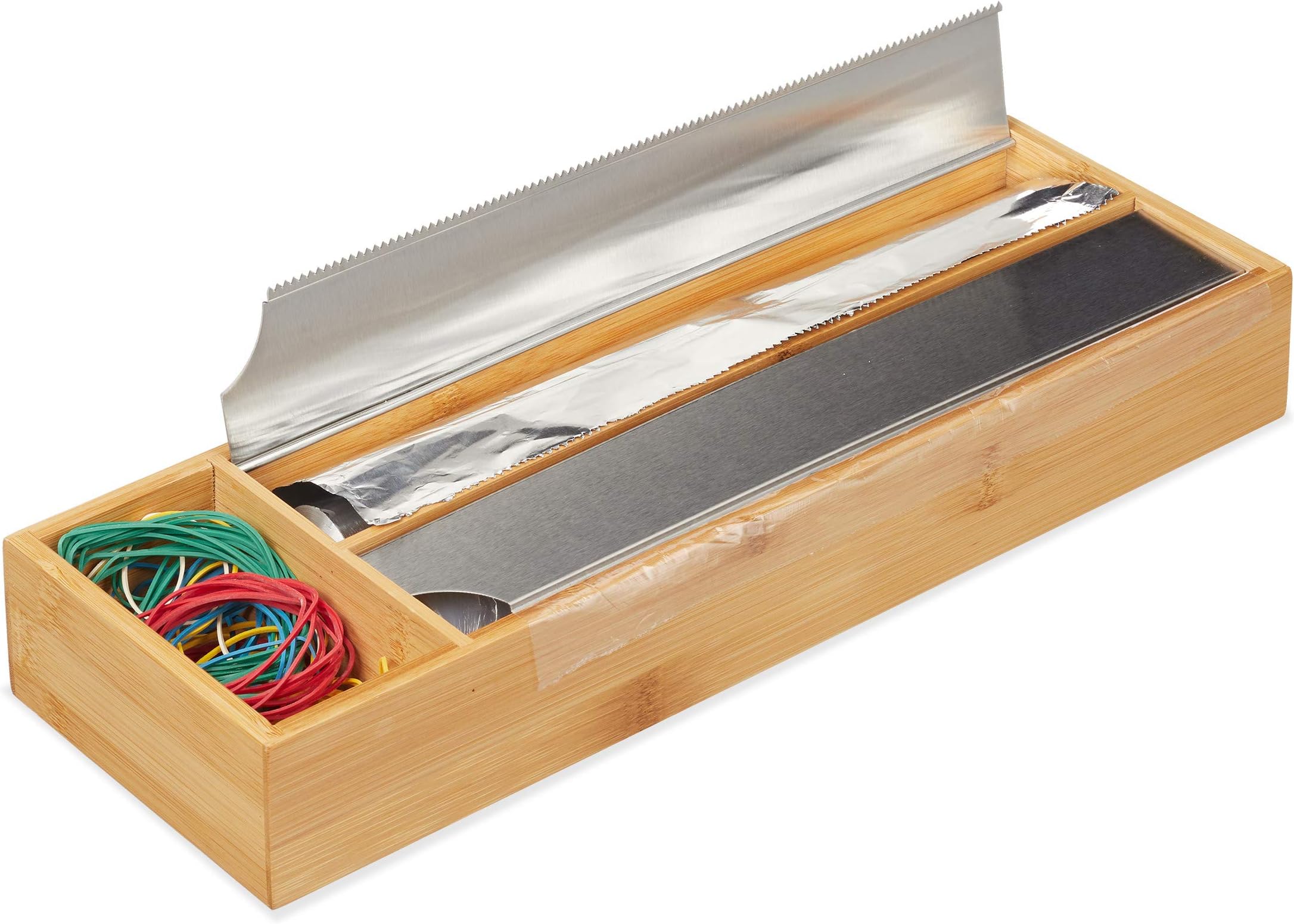 Distributeur De Papier Aluminium 2/3 En 1 En Bois De Bambou - Distributeur De Film étirable - Outils De Rangement De Cuisine (A