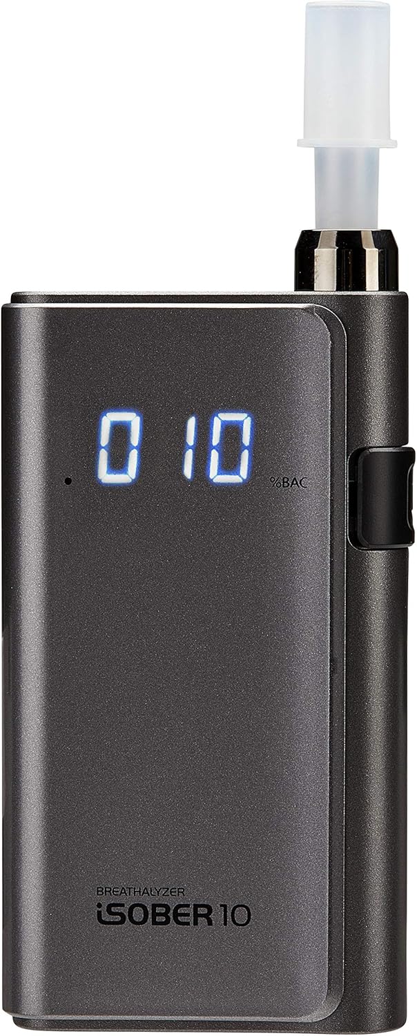 iSOBER10 Breathalyzer | DOT, NHTSA Compliant Alcohol Tester | Suracell FuelCell Sensor Technology