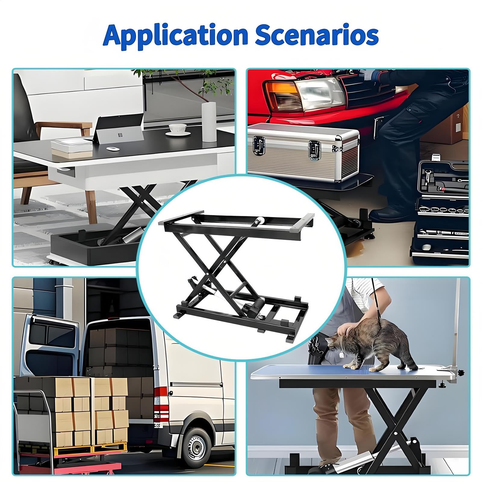 Tavolo elevatore elettrico a forbice con telecomando, altezza regolabile, design portatile per bar, ristoranti ed eventi all'aperto, ideale per catering e ristorazione