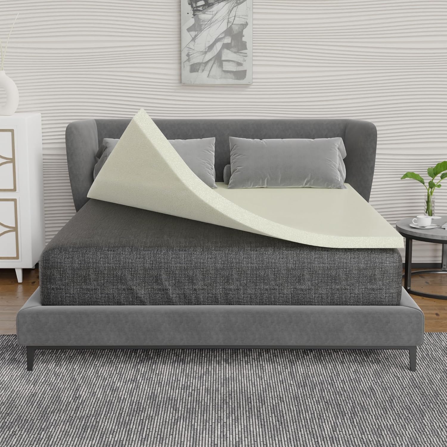 Greaton, 2-Inch High Density Medium Firm Foam Mattress Topper, CertiPUR-US Certified for Superior Comfort and Support, Full, White