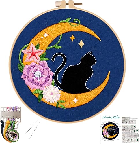 Miniatura 15 de Louise Maelys Kits de bordado de zorro de otoño para principiantes con patrón de animales otoñales, kit de punto de cruz para principiantes, punto