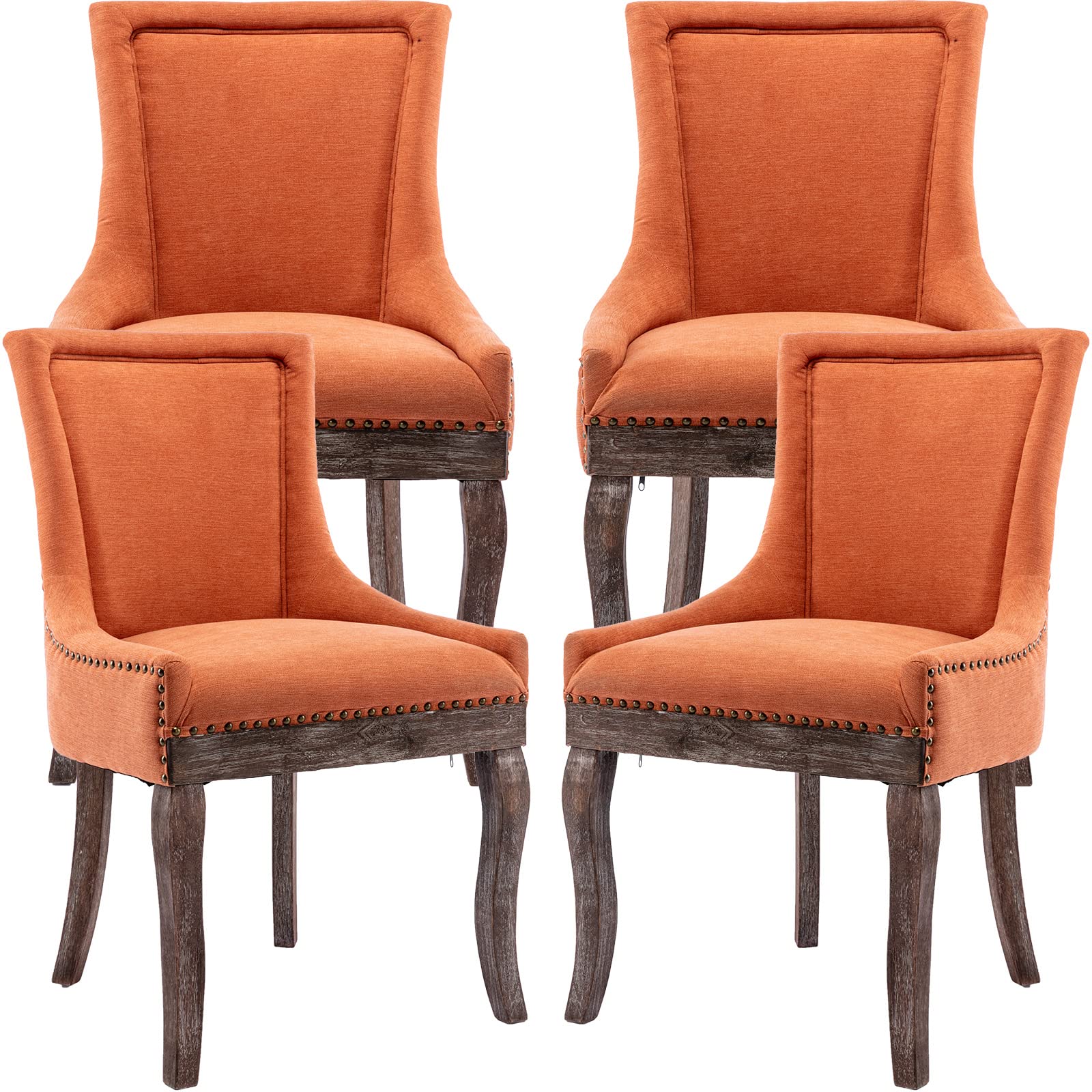 ODUSE-DAILY Dining Chairs Set of 4, Kitchen & Dining Room Chairs, Fabric Upholstered Dinning Chairs, Sillas De Comedor, Nailhead Trim, Wood Legs (