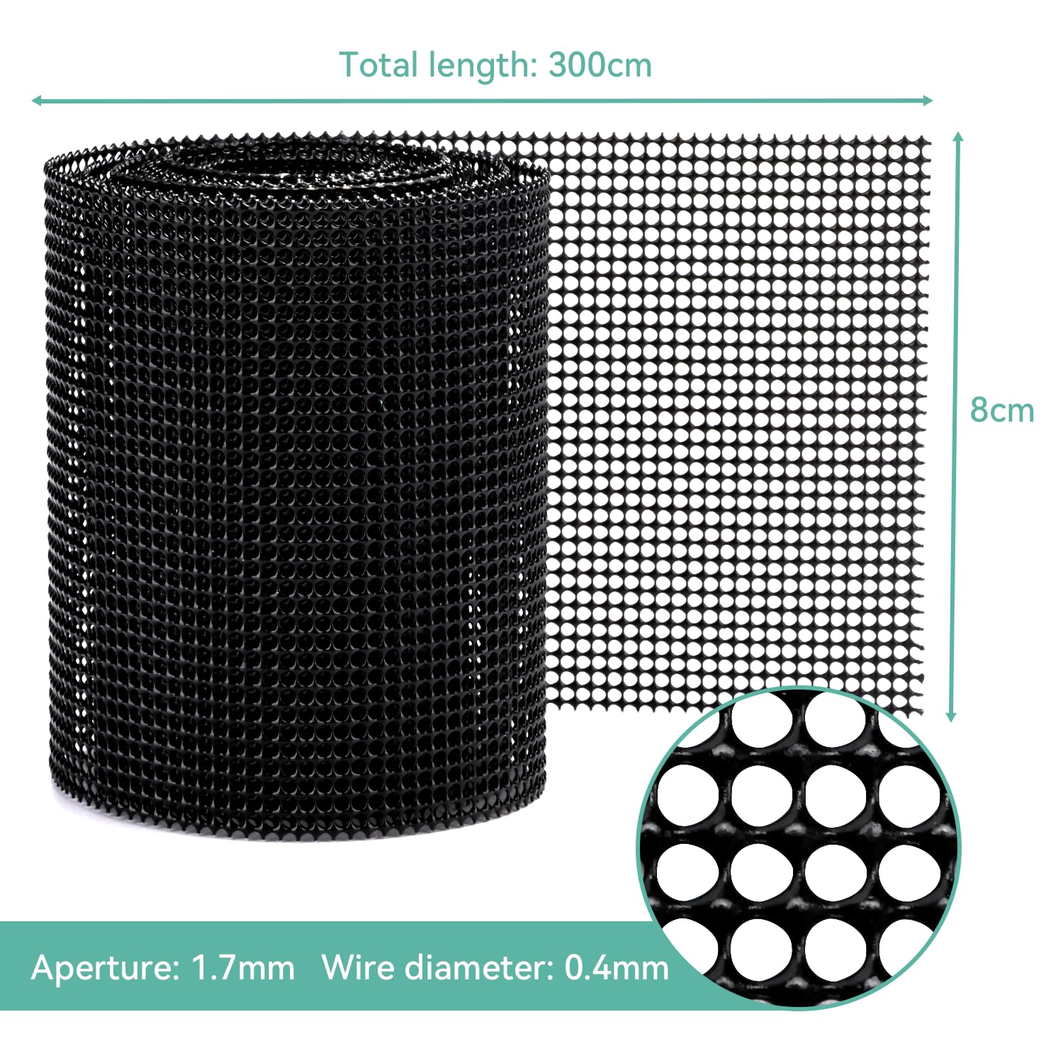 Griglia per Fughe Ventilatore per Fughe 3Meters Fughe di Ventilazione Rete Metallica Ventilatore Protezione Delle Fughe Del Clinker da Api Vespe o Topi Nero (3 Meters)