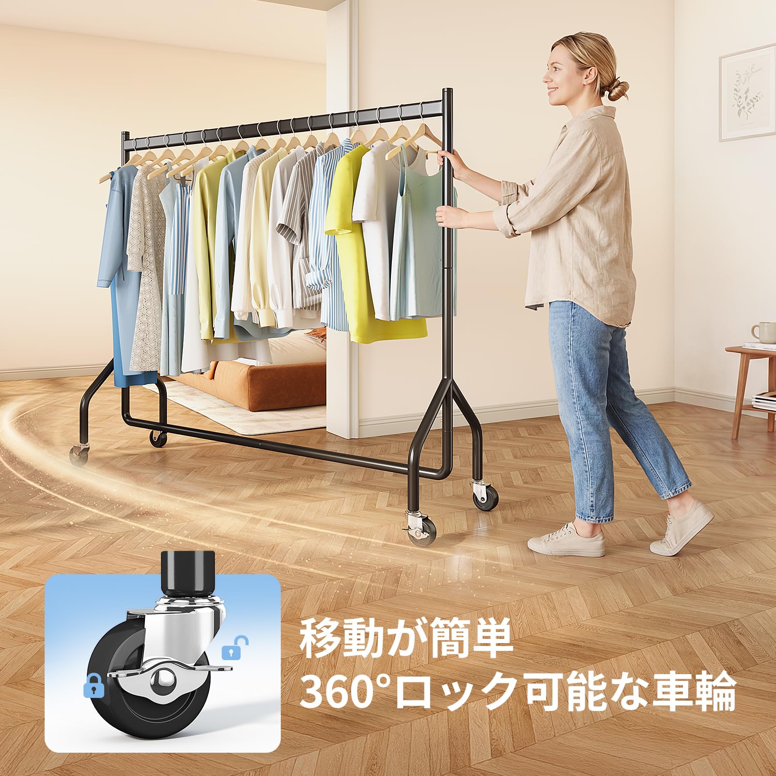 Amazon｜HOKEEPER ハンガーラック 超耐荷重204KG 大容量衣類収納 金属