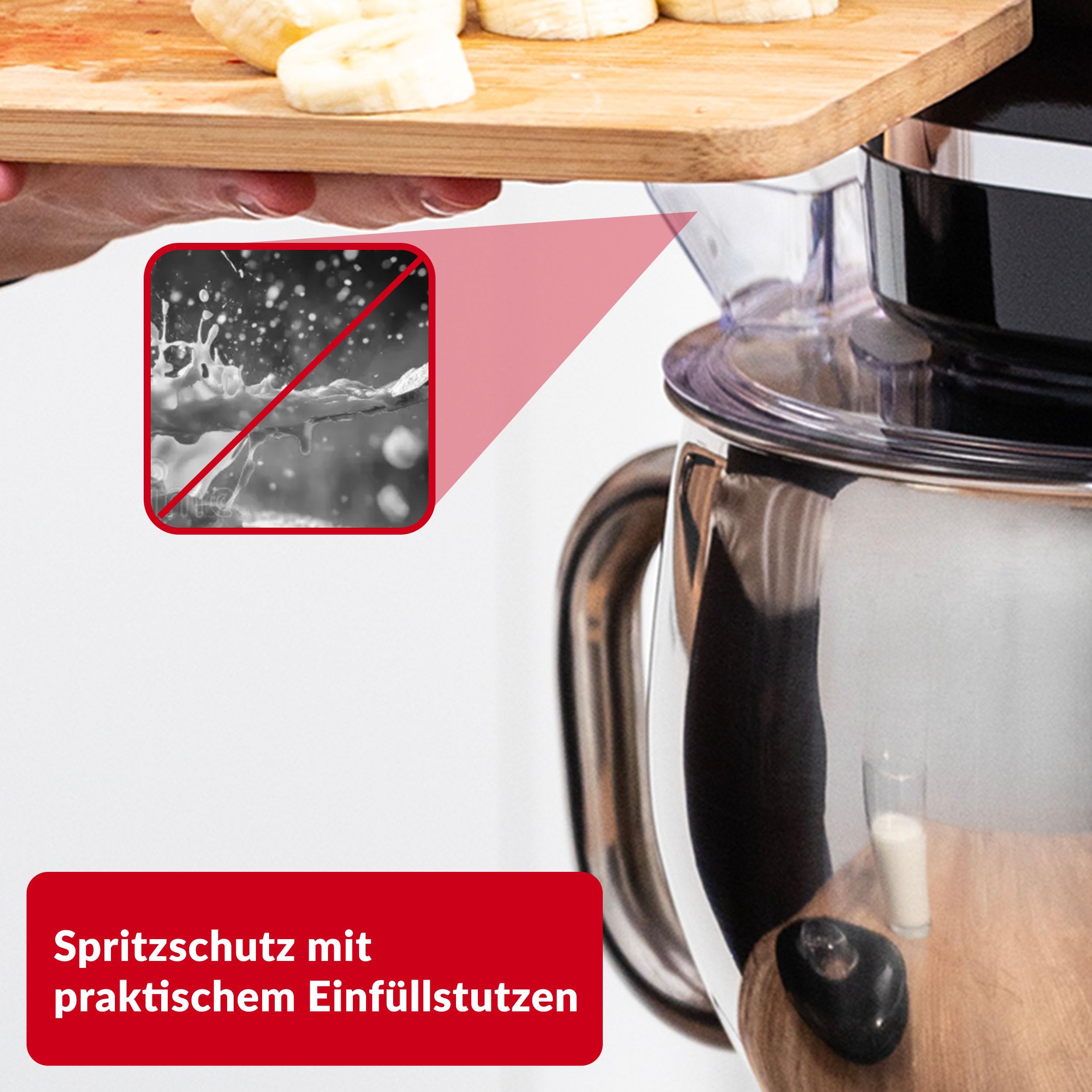 LEHMANN Küchenmaschine 3 in 1 mit Fleischwolf & Glasmixer 1,5L, Knetmaschine mit 5L Edelstahlschüssel, Planetarischem Rührsystem, 6 Stufen + Pulse, Teigmaschine für Brot, Pizza & Kuchenteig