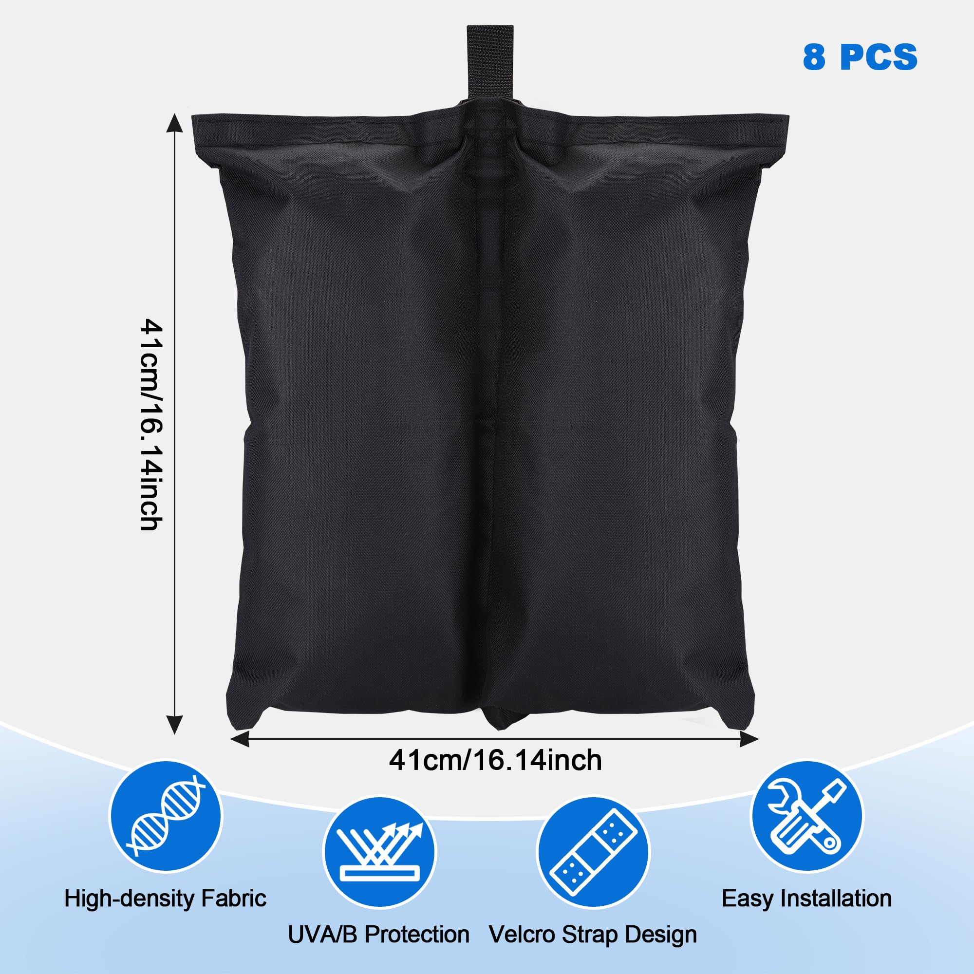 Set da 8 pesi da gazebo con sacchi di sabbia, pesi resistenti, sacchi di sabbia per gazebo pieghevoli, ombrelloni da giardino, ombrelloni da spiaggia, sacchi di zavorra per trampolini, neri - senza sa
