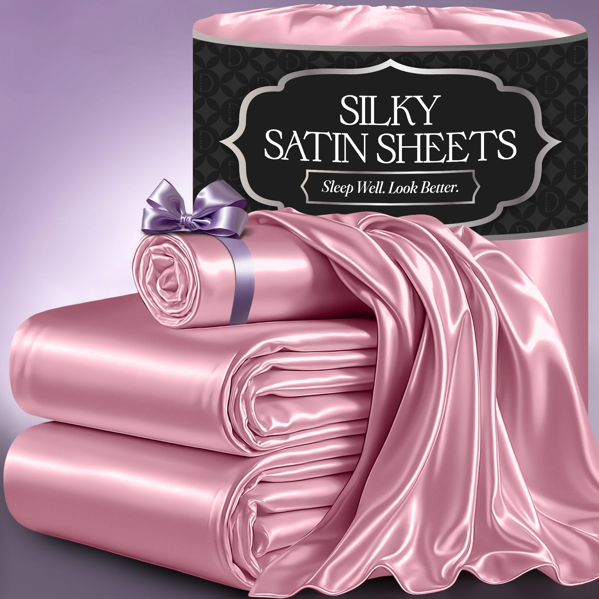 DECOLURE Satin Bed Sheets - 3 Piece Luxury Silky Twin Size Bedding Set - Softer Than Silk, Wrinkle-Free with 15” Deep Pocket Fitted Sheet, Perfect for Hair & Skin, Gifts for Women 