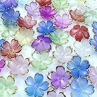 LIMAOLLY 120pcs Acrylic Cherry Blossom Flower Beads - Colorful Gradient Gold-Plated Spacer Beads for Jewelry Making, Bracelets, Necklaces (Mixed Colors)