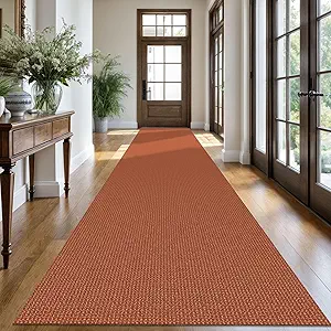 KOZYFLY Extra Long Runners for Hallways 3x18 ft Washable Kitchen Runner Non Slip Rubber Backed Hallway Rug Cotton Entryway Runner Rug Floor Carpet for Indoor Hall, Kitchen, Stair, Orange/Tan