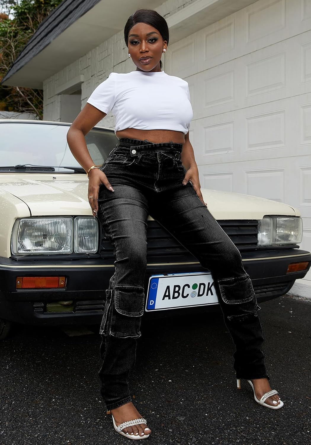 Women Sexy Skinny Stacked Jeans Butt Lifting Crossover High Waisted Stretch Cargo Jeans Y2k - Image 4