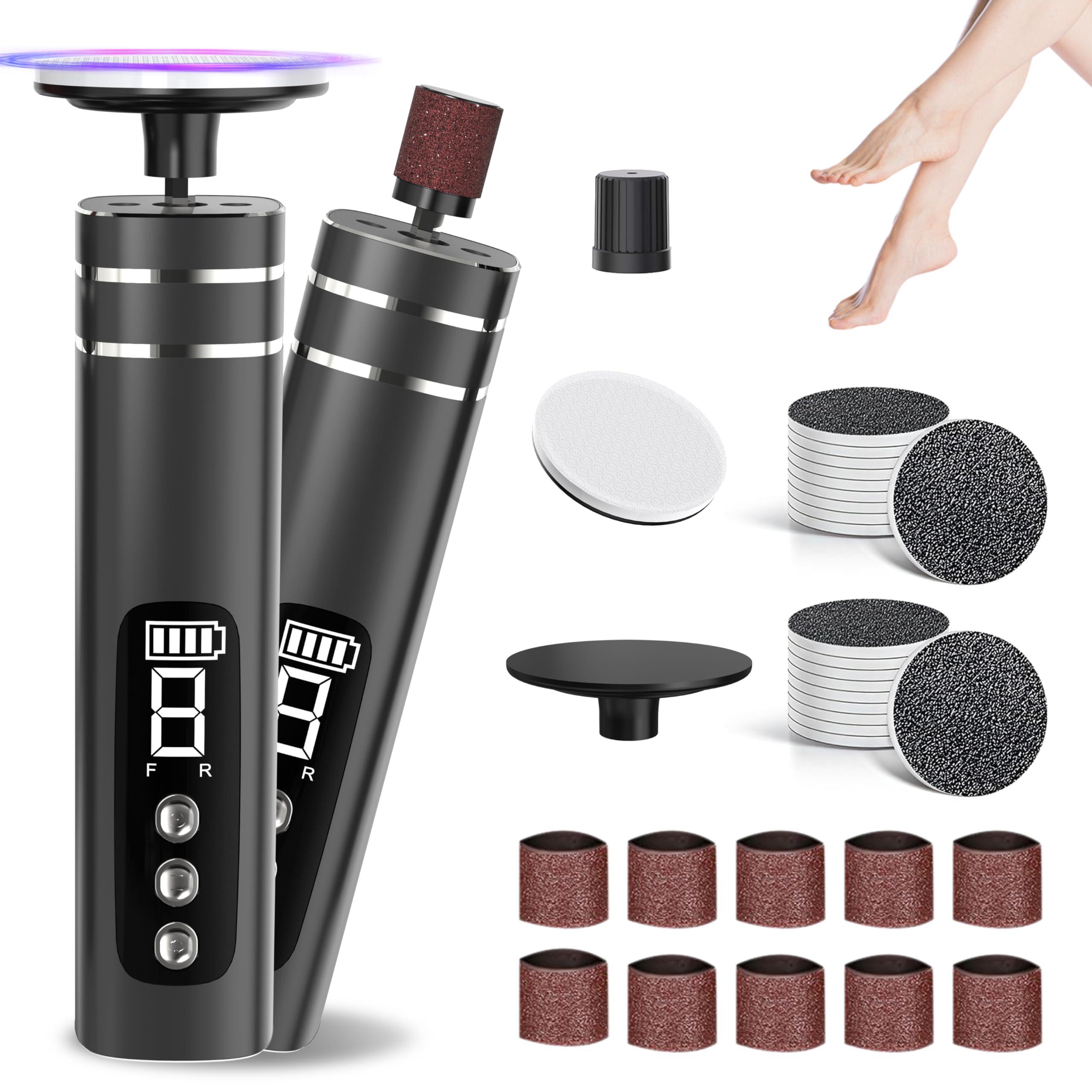 Ricaricabile Pedicure Elettrico, Pedicure Professionale Piedi 9 Velocità Lima Piedi Elettrico per Calli Rimuove Calli e Pelle Dura da Talloni e Piante (Nero)
