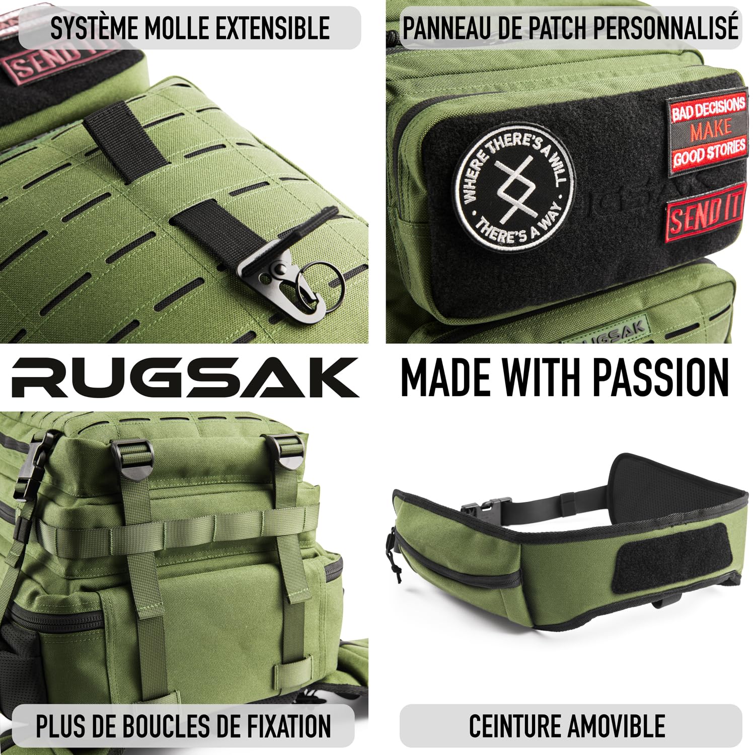 RUGSAK® ALPHA | Sac à dos tactique [15-48L] étanche & EXTREME robuste | Sac à dos militaire | pour le travail en plein air la randonnée le camping et le fitness | Sac à dos de voyage hommes & femmes