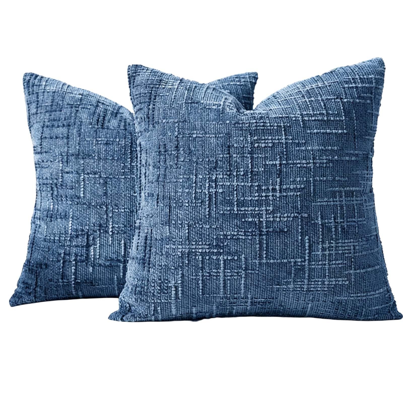 2 Pack Throw Pillow Covers 18x18 Inch Chunky Chenille Farmhouse Sofa Decor