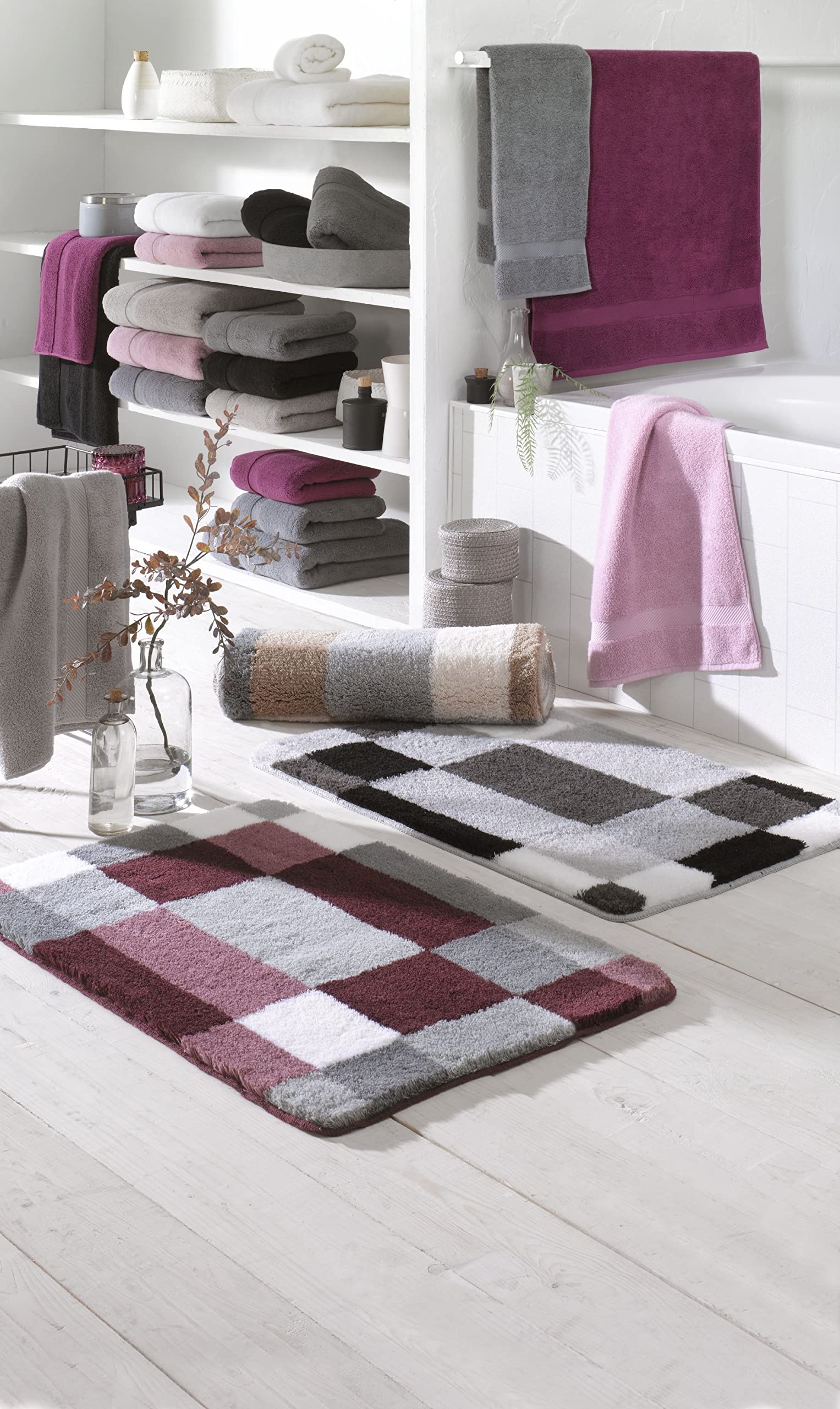 Kleine Wolke Badematte Edge Beere (BL 60x90 cm) BL 60x90 cm Badematte Badteppich Badvorleger Duschvorleger Duschmatte Badeteppich