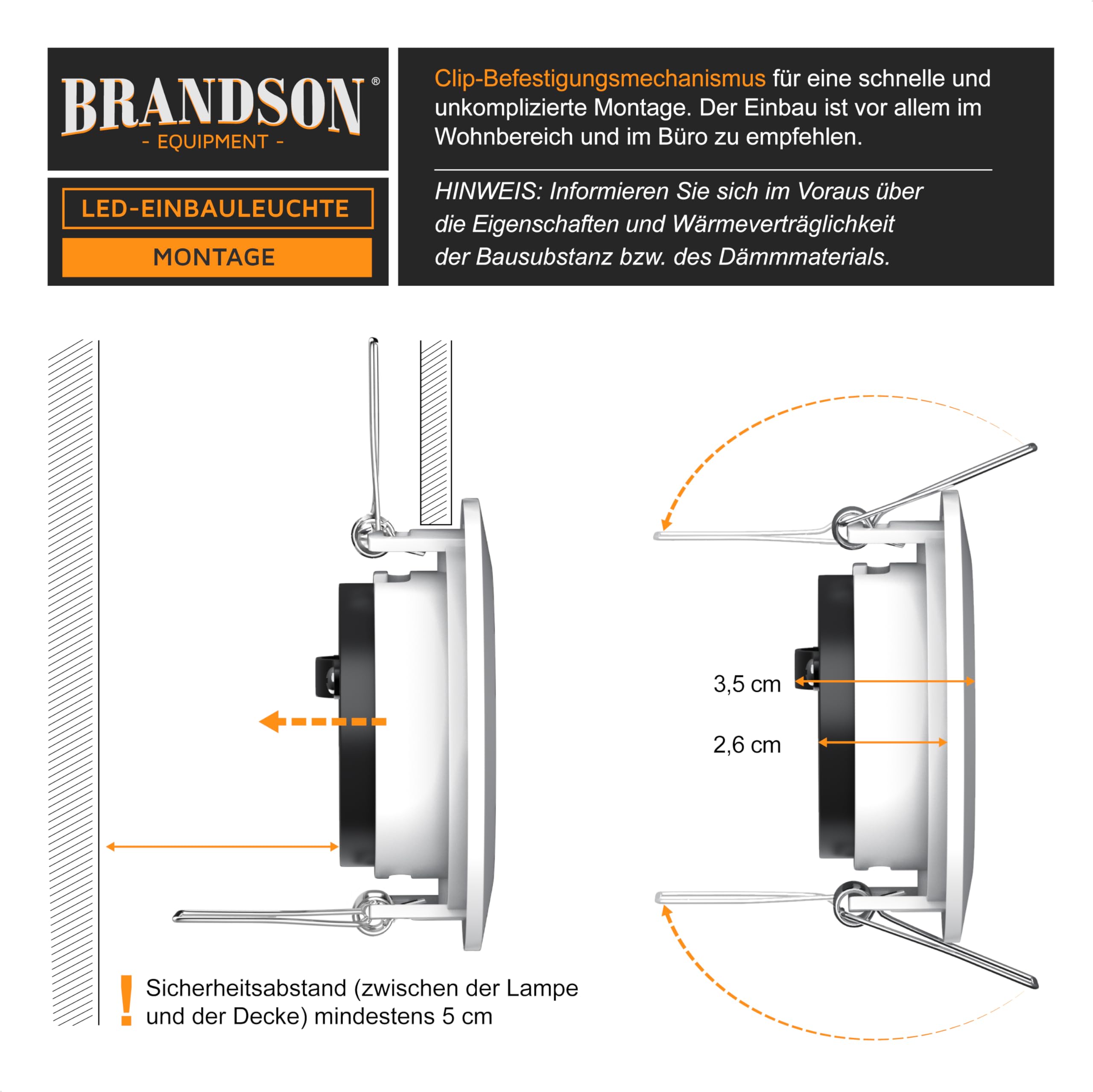 Brandson - 12x LED Deckenspot dimmbar Einbaustrahler schwenkbar - Ultra Flache Spots Einbauleuchte - Einbauspot Deckenstrahler - Abstrahlwinkel 120 Grad - 230V - weiß