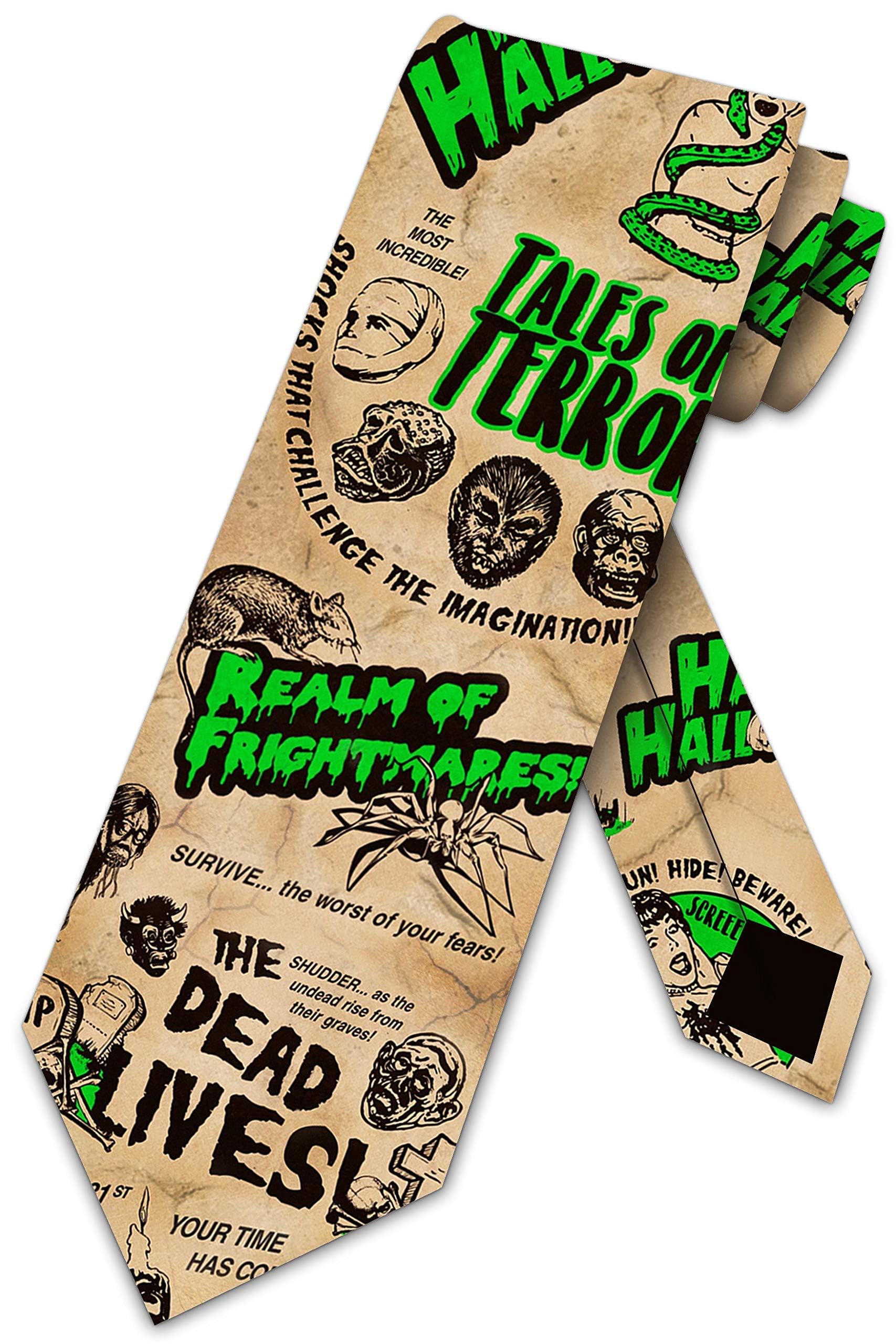 Three Rooker Halloween Ties Retro Vintage Mens Horror Movie Necktie