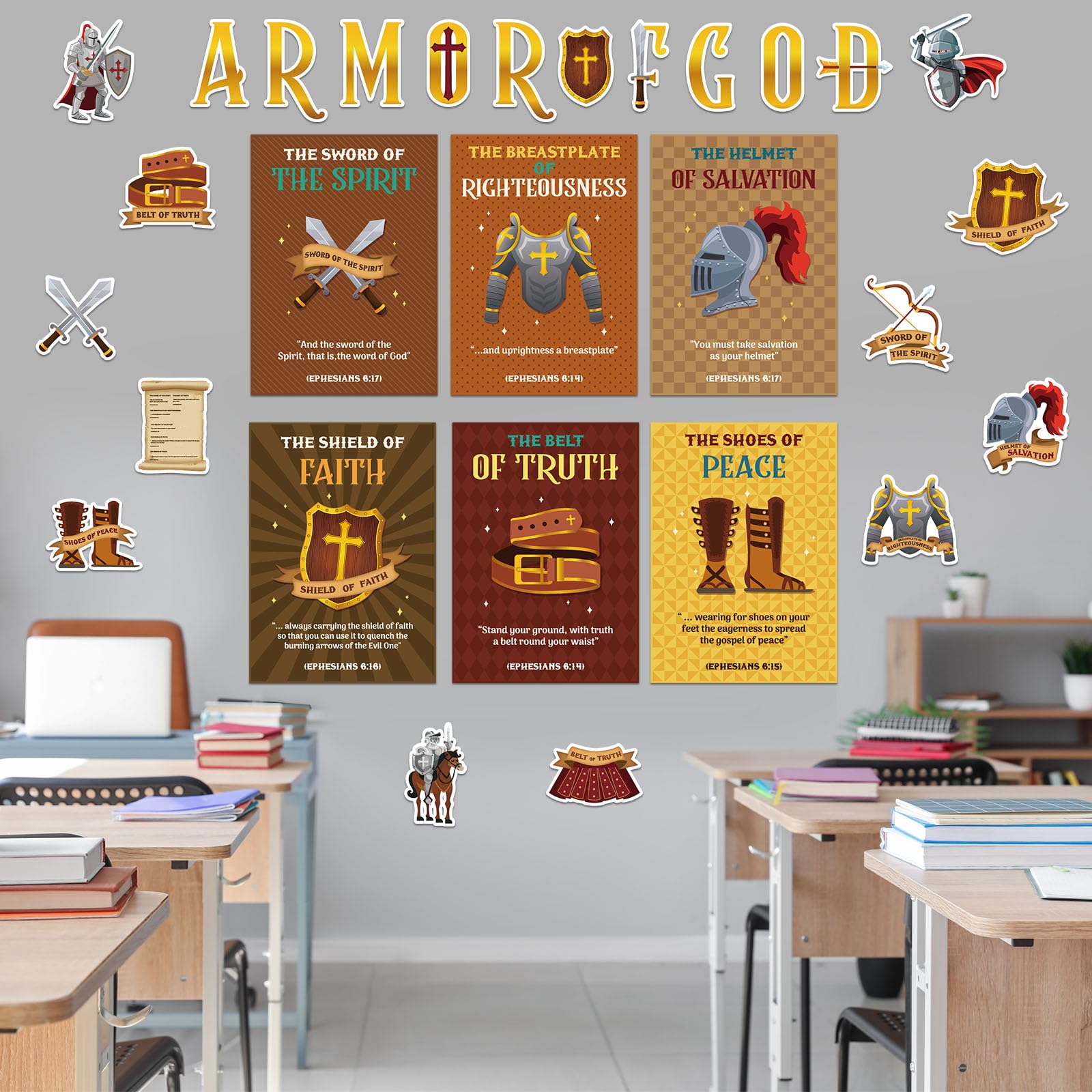 Affiche Toile Chevalier Armure De Dieu - Décoration Murale Chrétienne - 200g/m²