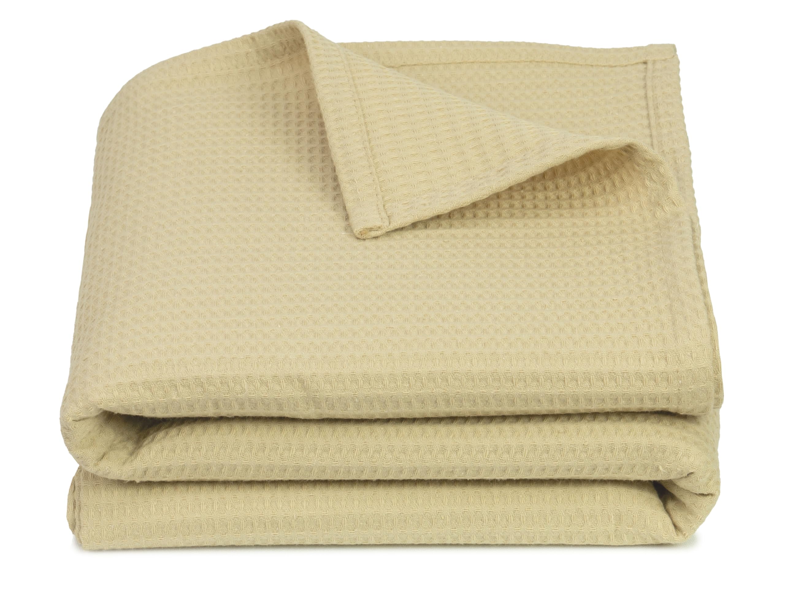 ZOLLNER Coperta da divano in 150x200 cm - beige - plaid traspirante - lavabile a 60°C - design in piquè moderno - qualità alberghiera - certificato OEKO TEX (R)