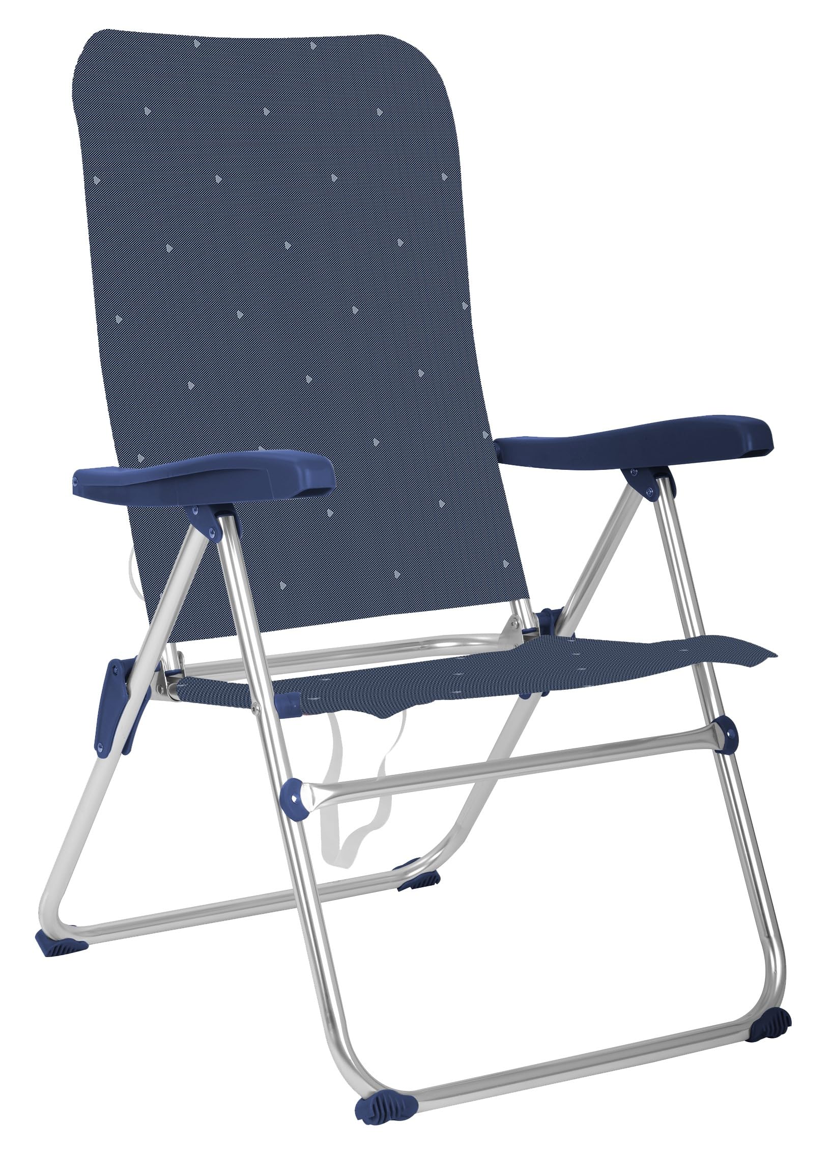Silla de Playa, Piscina, Camping o Jardín Plegable y Reclinable Diferentes Tamaños Aluminio Brillo 5 Posiciones (Silla Alta)