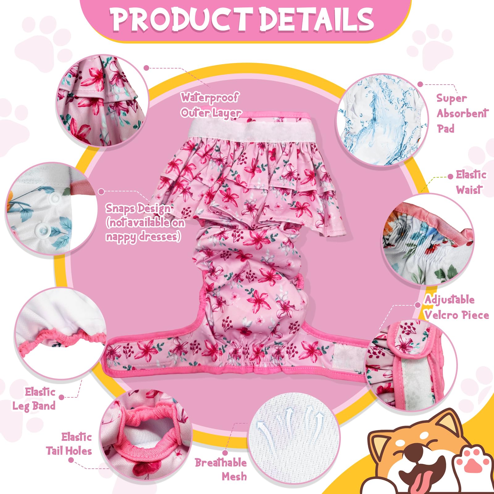 Washable Dog Diapers Female 3 Pack - Image 2