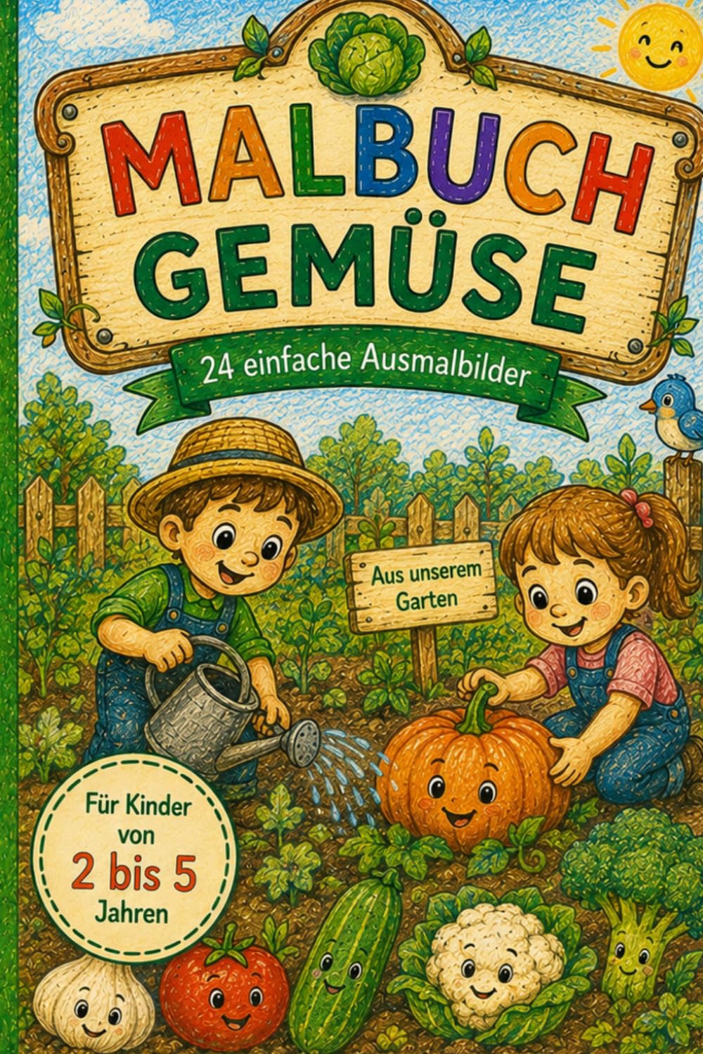 Malbuch Gemüse: 24 einfach Ausmalbilder (Malbücher)