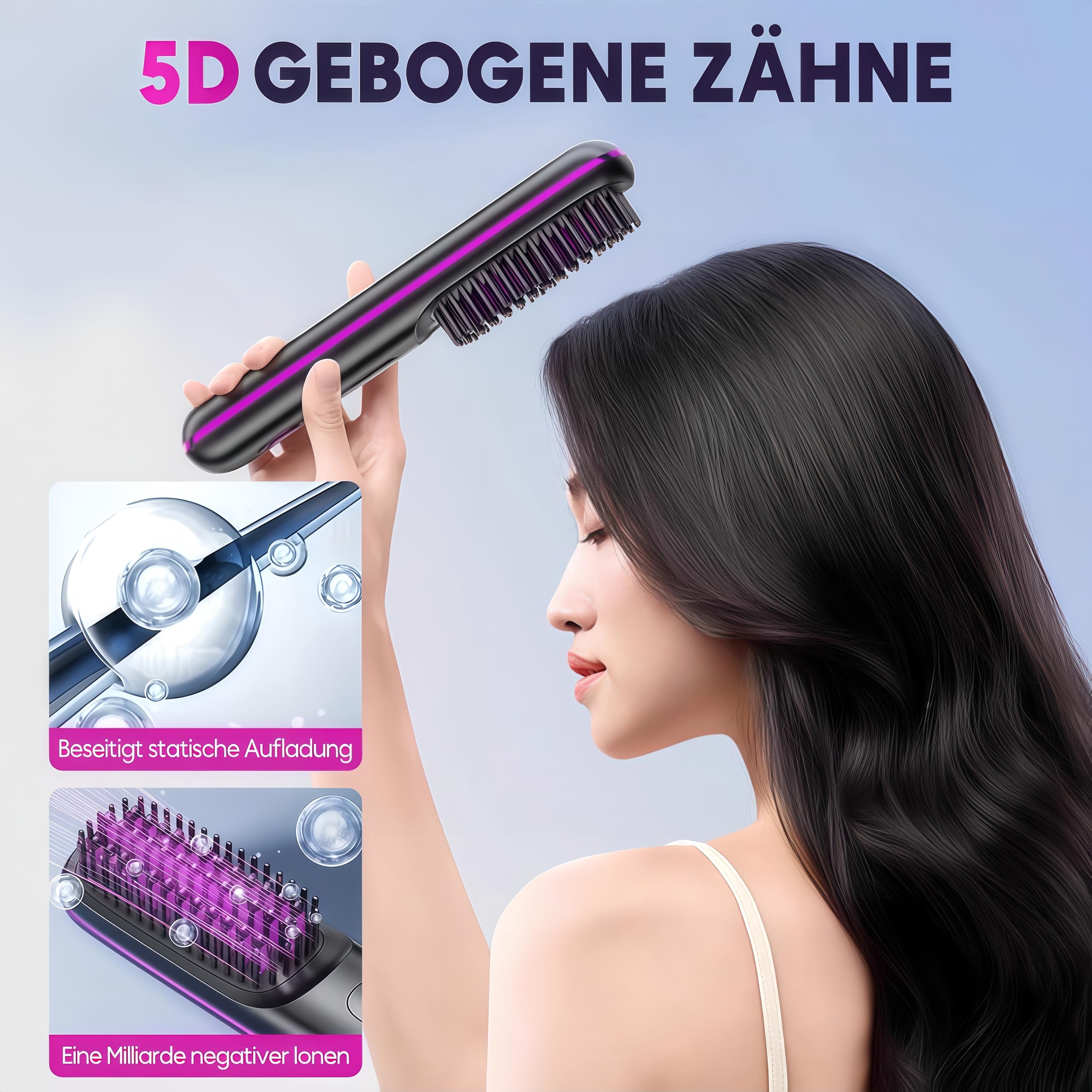 Monarch,Tragbare Glättungsbürste für Haarstyling,präzises Haarstyling,Wiederaufladbare beheizte Stylingbürsten für Reisen,Haarfreundliches, langlebig und ideal für müheloses Styling
