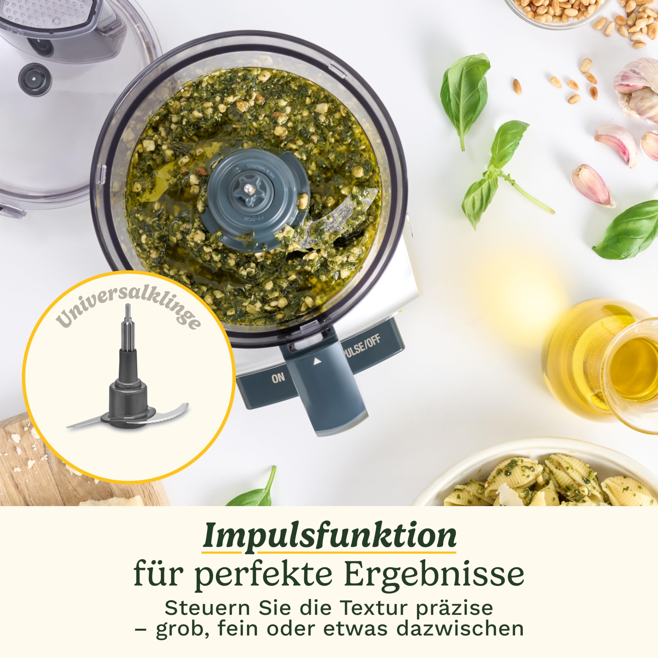 Cuisinart FlexPrep® 1,1L Küchenmaschine | All-in-One: Hacken, Raspeln, Pürieren, Schlagen | Edelstahlklinge, Wendescheibe & Schneebesenaufsatz | BladeLock™-System | Ein-Knopf-Bedienung & Pulsfunktion