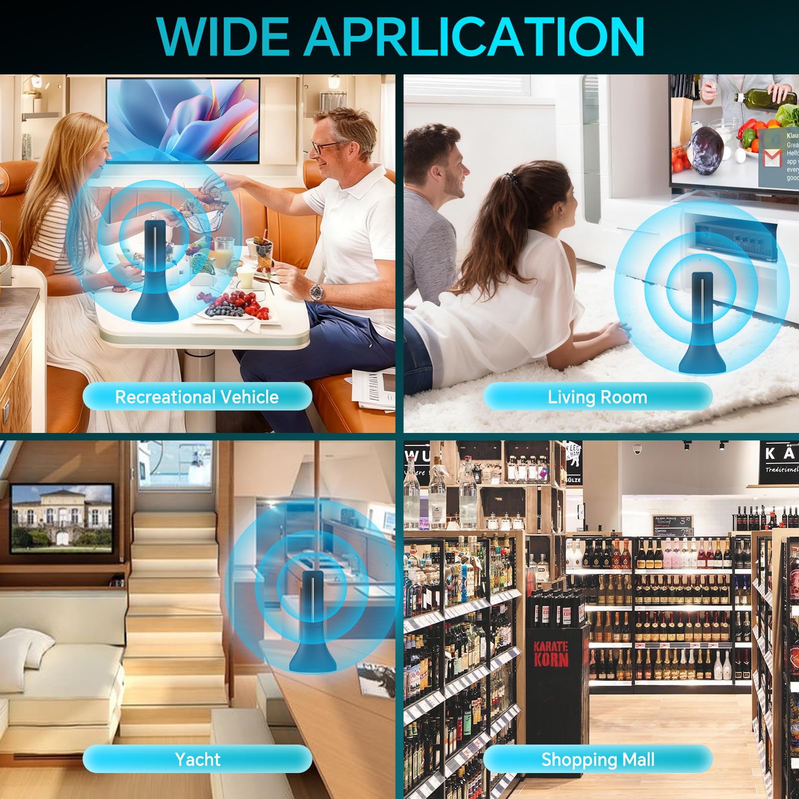 Antenna TV digitale per interni aggiornata 2026, antenna HD per ricezione a 360° a lungo raggio per Smart TV e tutti i vecchi televisori, amplificatore di segnale cavo coassiale da 4 m, supporta