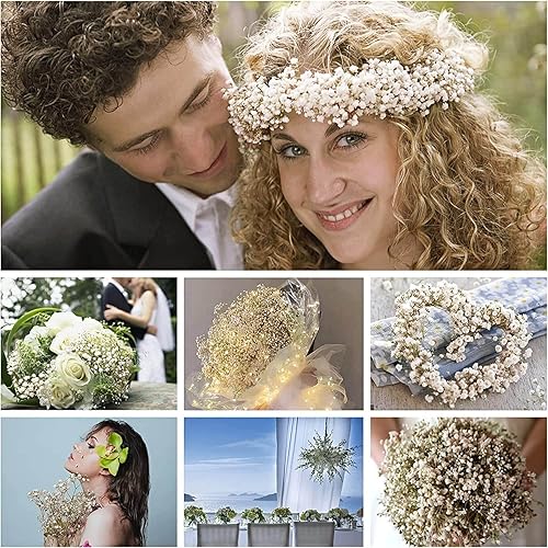 Miniatura 5 de Ramo de flores secas para el aliento del bebé paquete grande mejorado de flores blancas naturales a granel ramas de gypsophila para bodas jarrón de