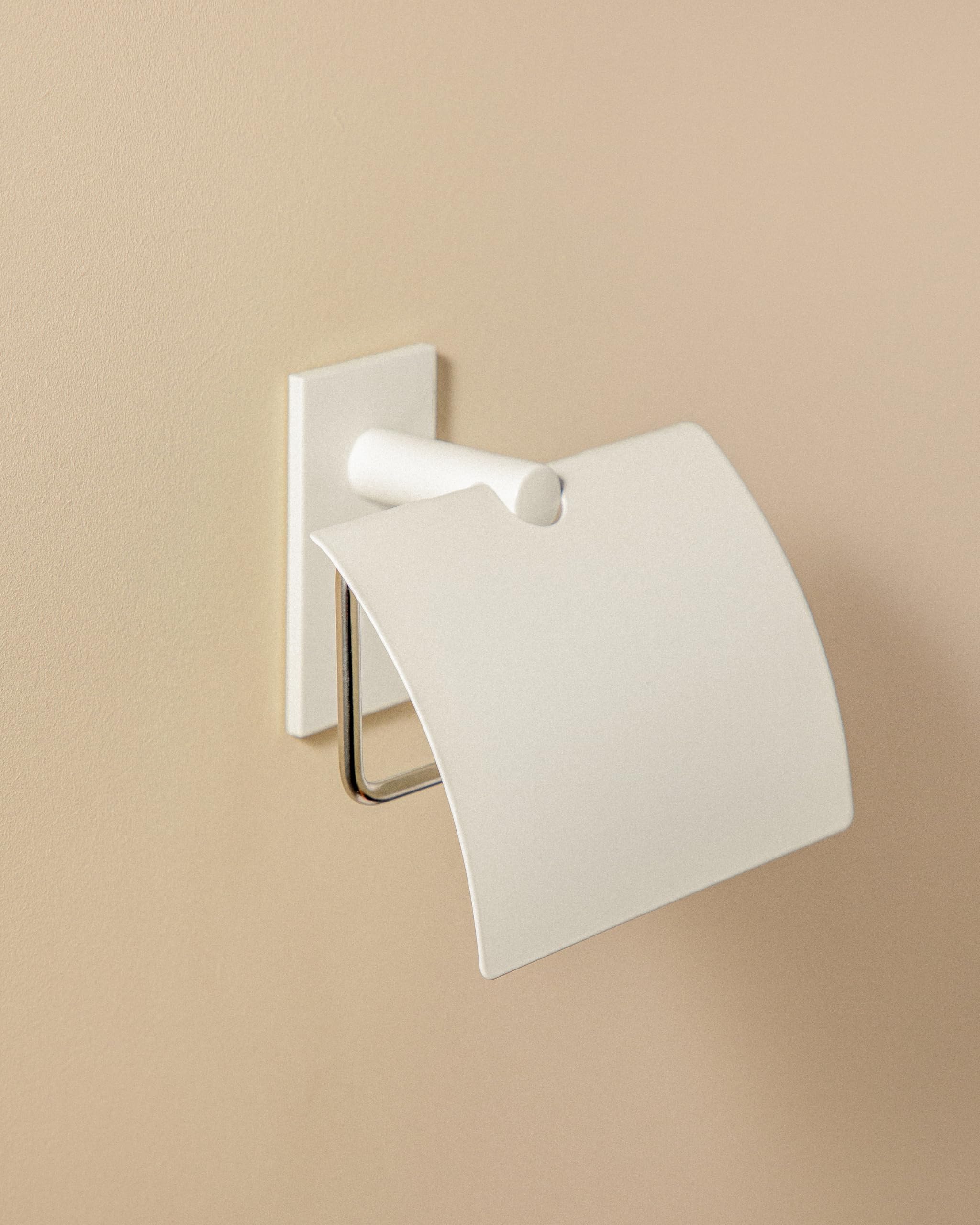 Bath+ by cosmic - Portarrollos con Tapa Blanco Mate (12,5 x 5,9 x 11,5 cm) - Stick